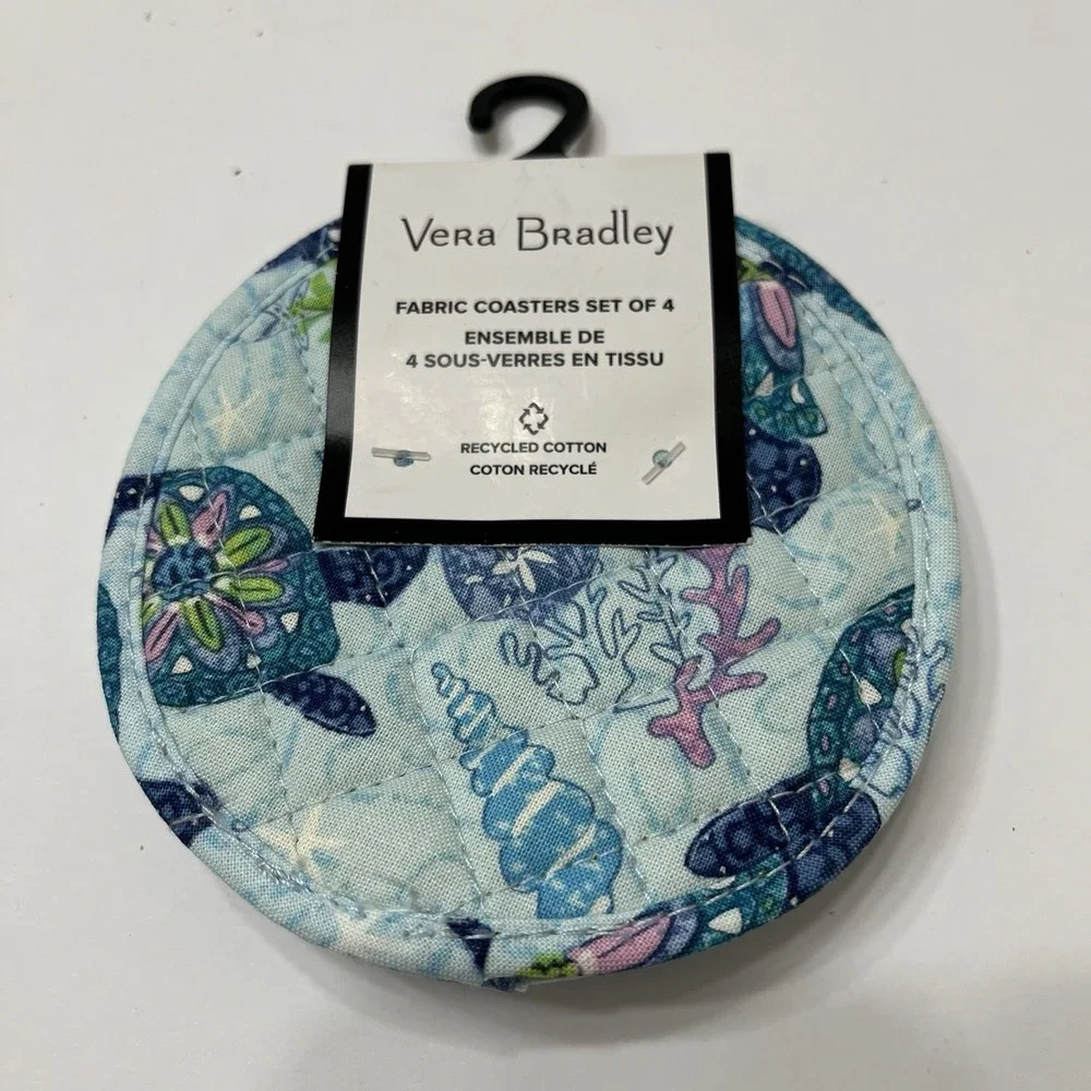 Vera Bradley Quilted Fabric Coasters Turtle Dream 4.5